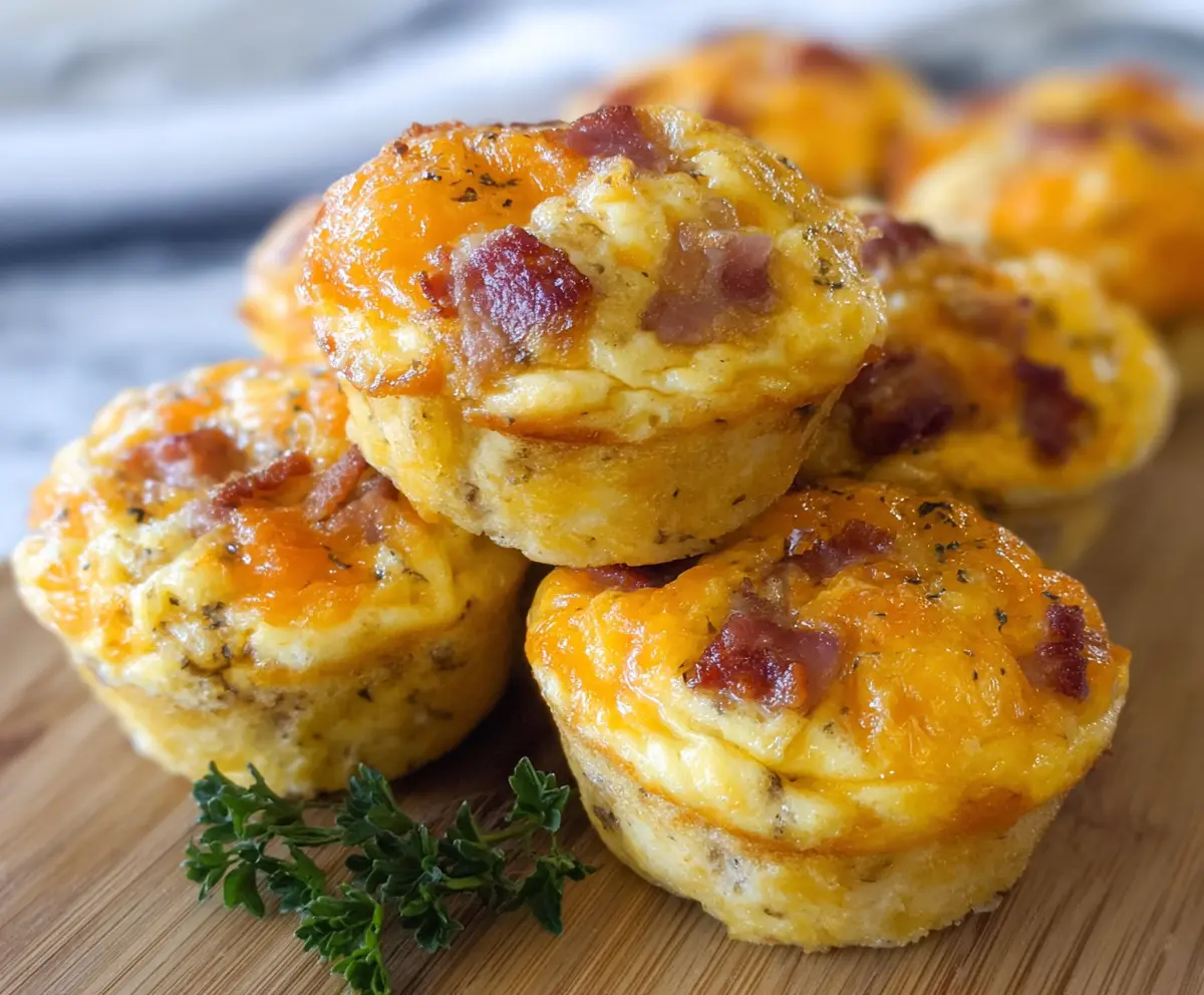 Delicious bacon, egg, and cheese muffins fresh out of the oven, perfect for breakfast or brunch.