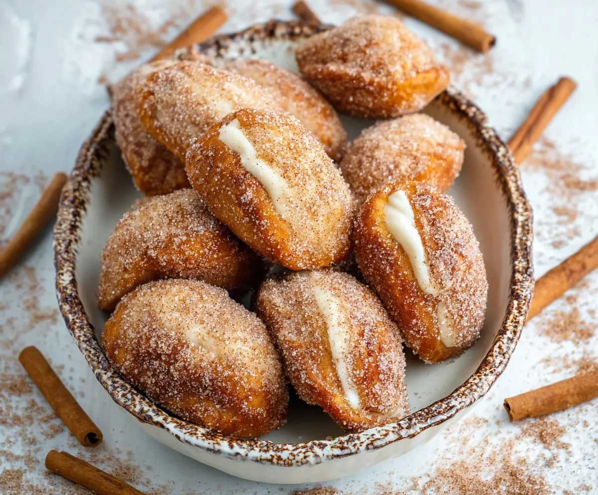 Delicious Cinnamon Cream Cheese Bites on a plate ready to serve