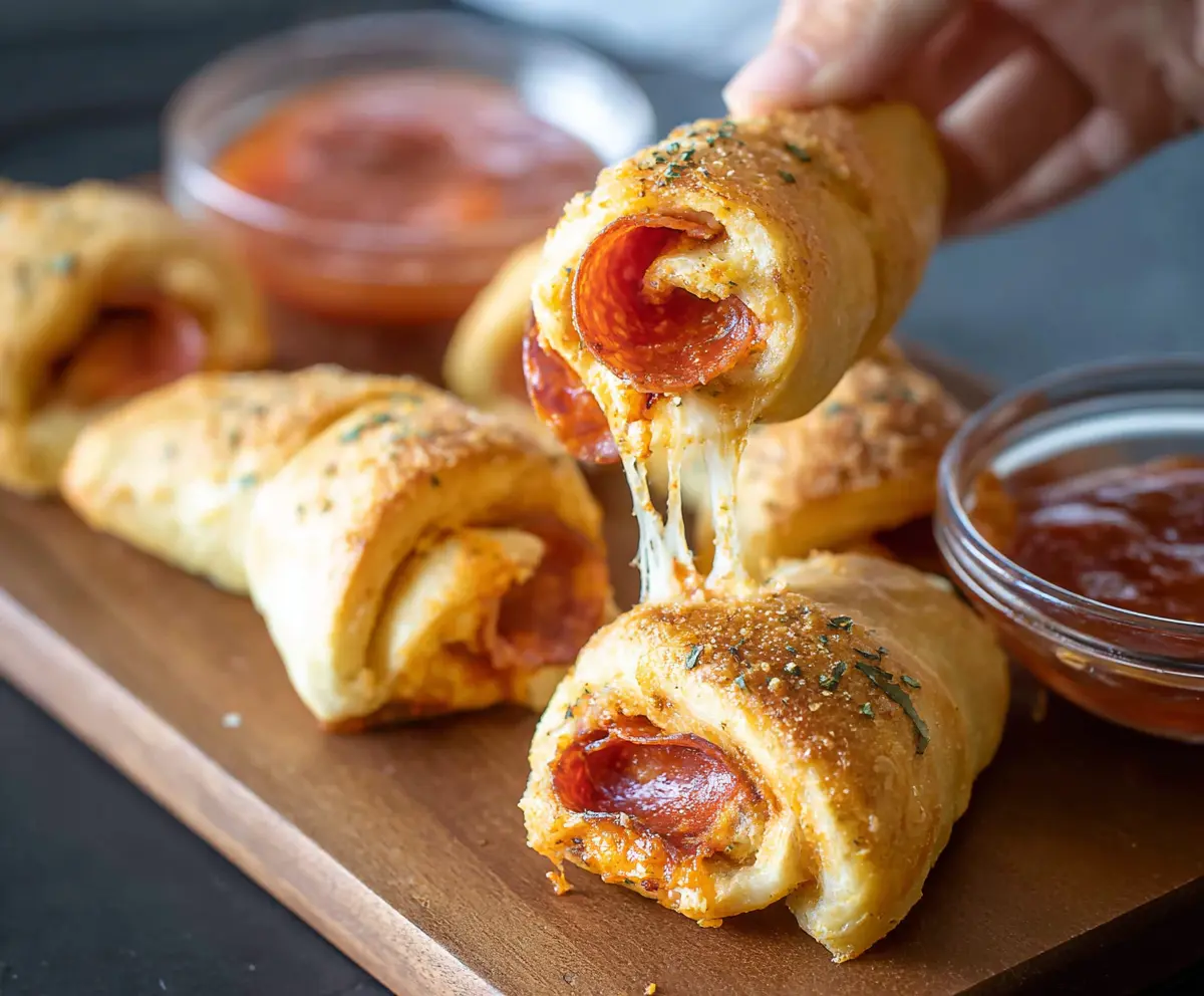 Delicious pepperoni and cheese roll ups, perfect for snack or appetizer.