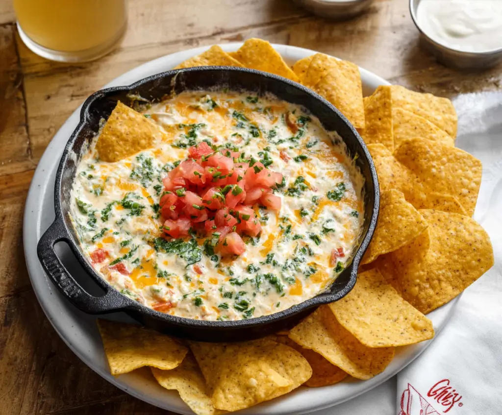 Delicious 54th Street Gringo Dip served with crispy tortilla chips, perfect for sharing at parties.