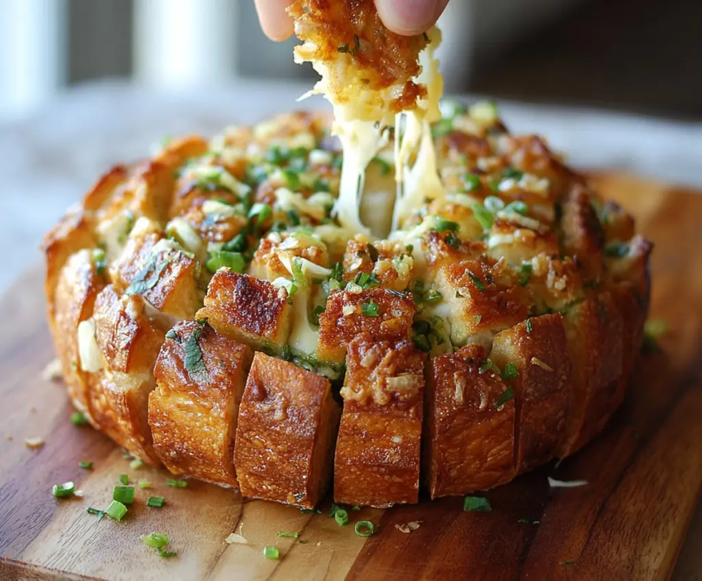 Delicious Bloomin Onion Pull Apart Bread served fresh with melted cheese and crispy edges.