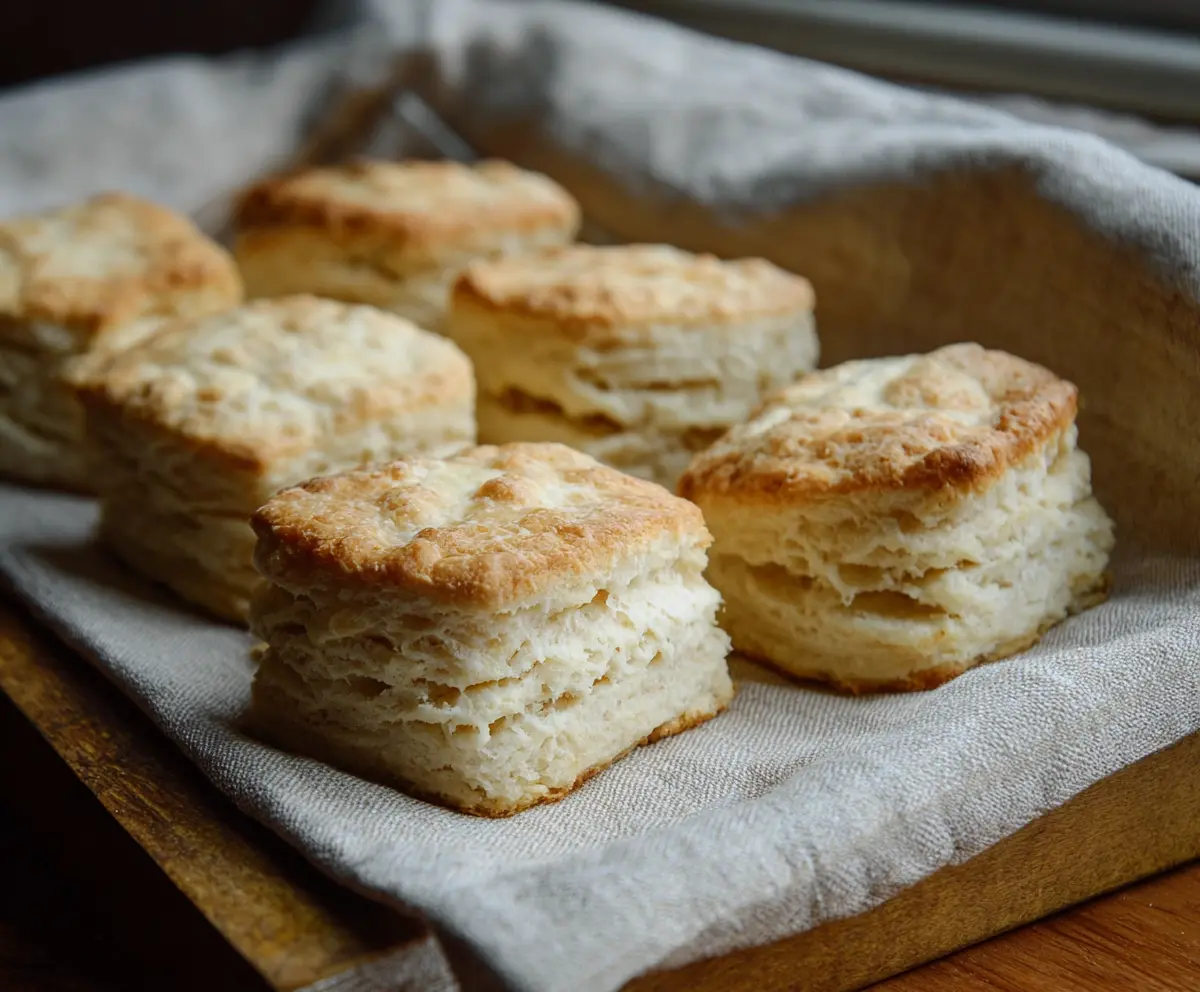 Delicious homemade buttermilk sourdough freezer biscuits fresh out of the oven.