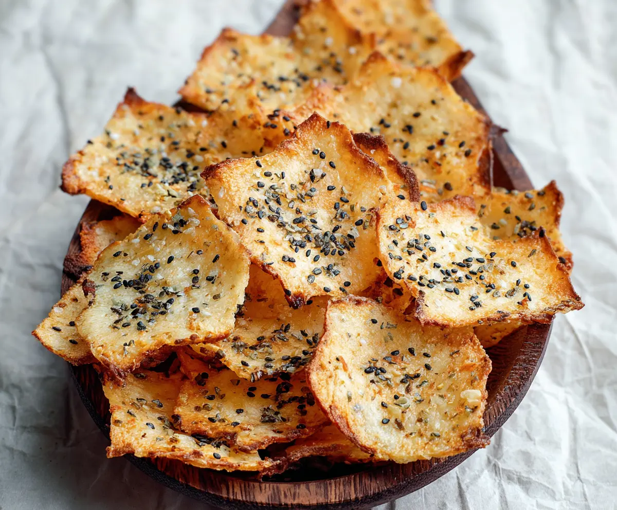 Cottage Cheese Baked Chips on a plate, crispy and golden, served as a healthy snack option.