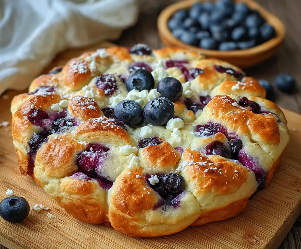 Delicious Cottage Cheese Blueberry Cloud Bread on a plate with fresh blueberries and mint garnish.