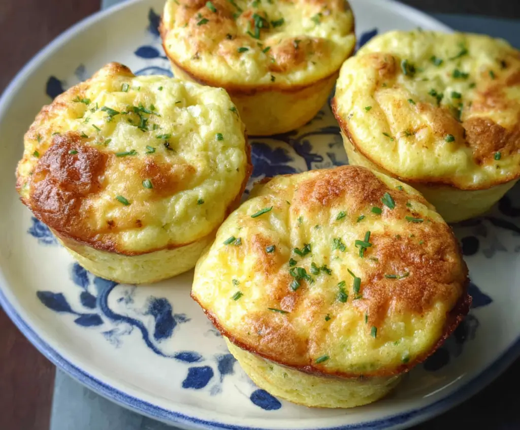 Healthy cottage cheese egg muffin served in a muffin tin for breakfast or snack.