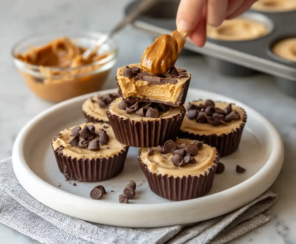 Delicious homemade cottage cheese peanut butter cups, perfect for a healthy snack or dessert.