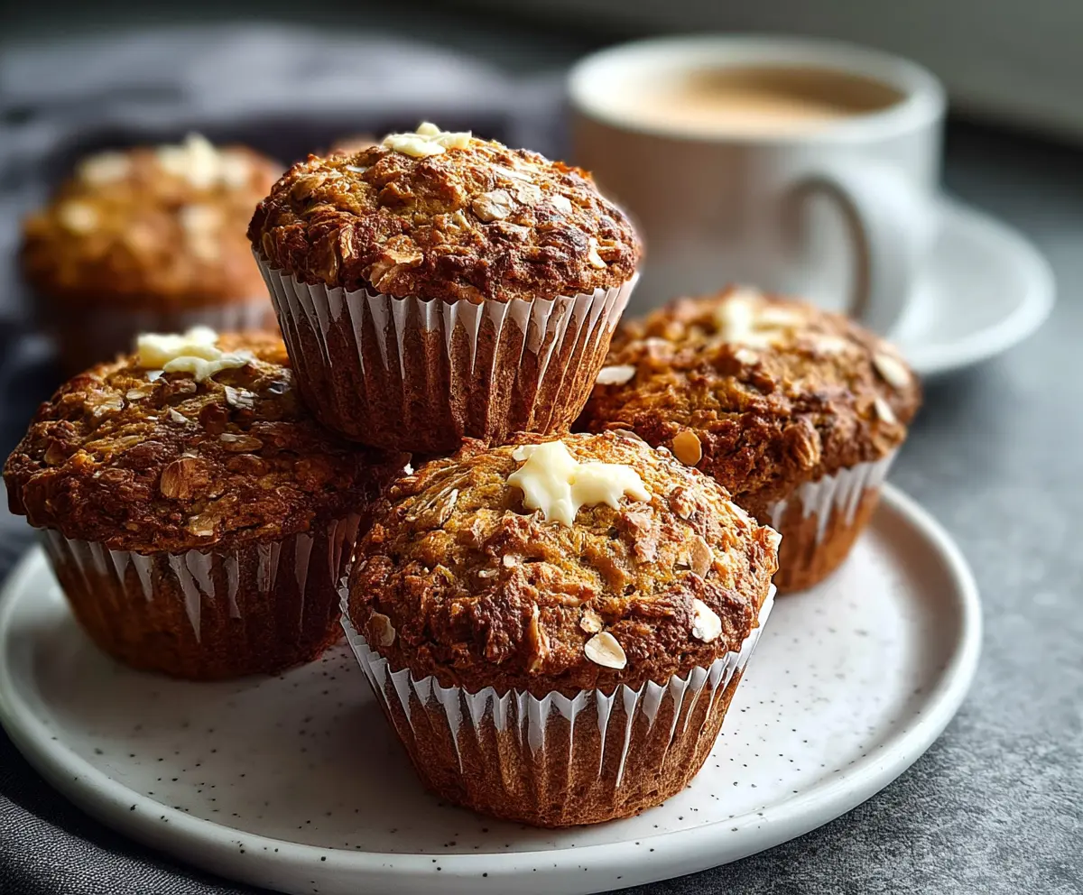Gingerbread Cottage Cheese Breakfast Muffins on a plate with cinnamon and ginger spices.