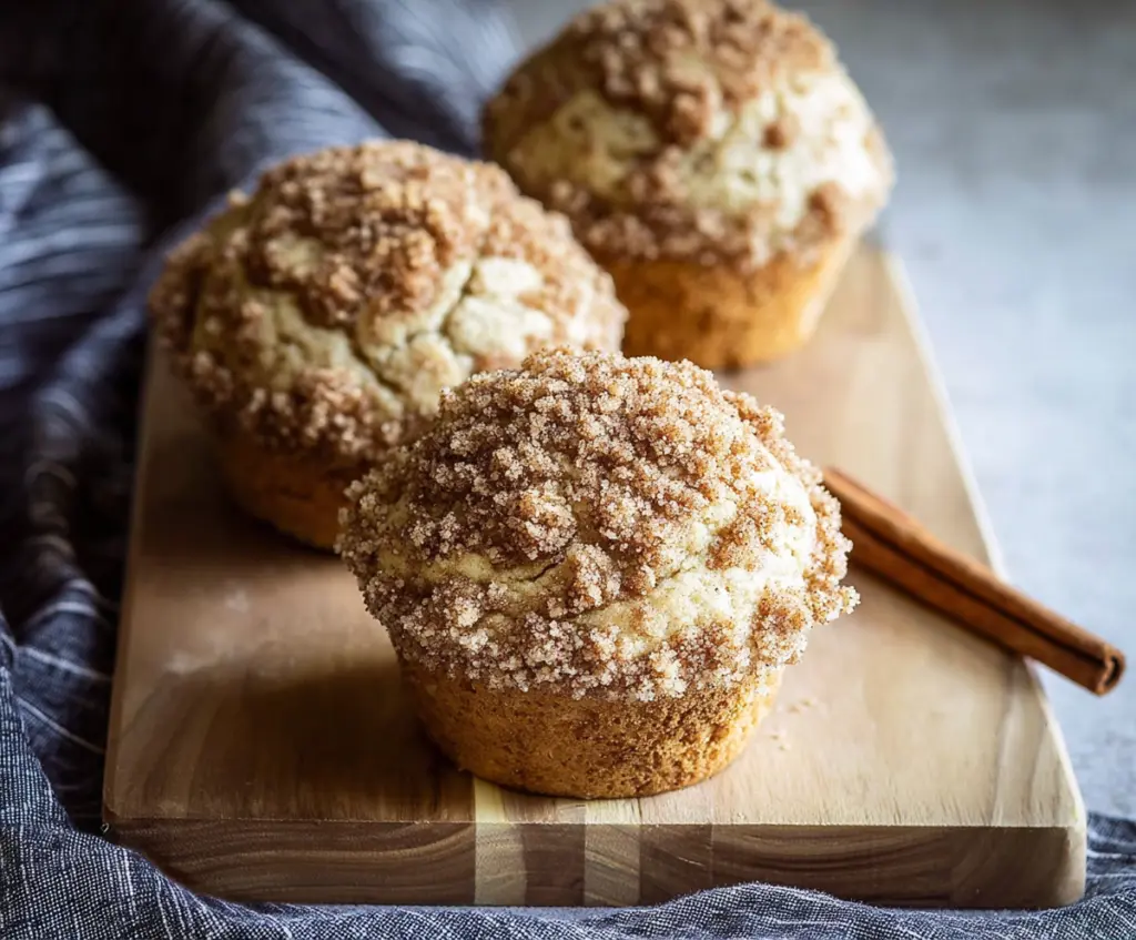 Delicious sourdough discard cinnamon streusel muffins fresh out of the oven.