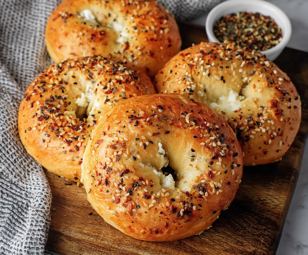 Delicious homemade cottage cheese bagels made with 3 simple ingredients in an air fryer.