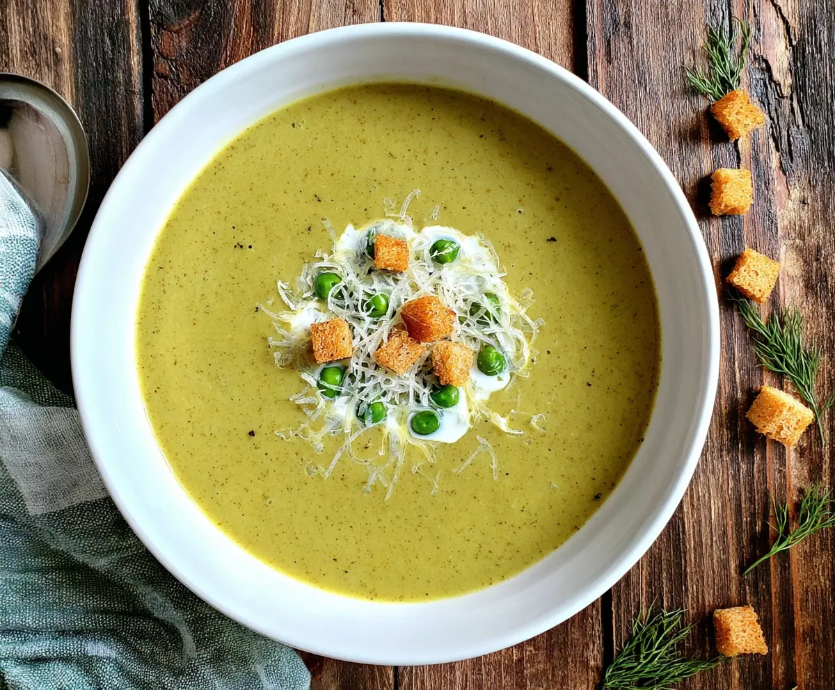 Delicious creamy spring vegetable soup served in a bowl with fresh herbs and colorful vegetables.