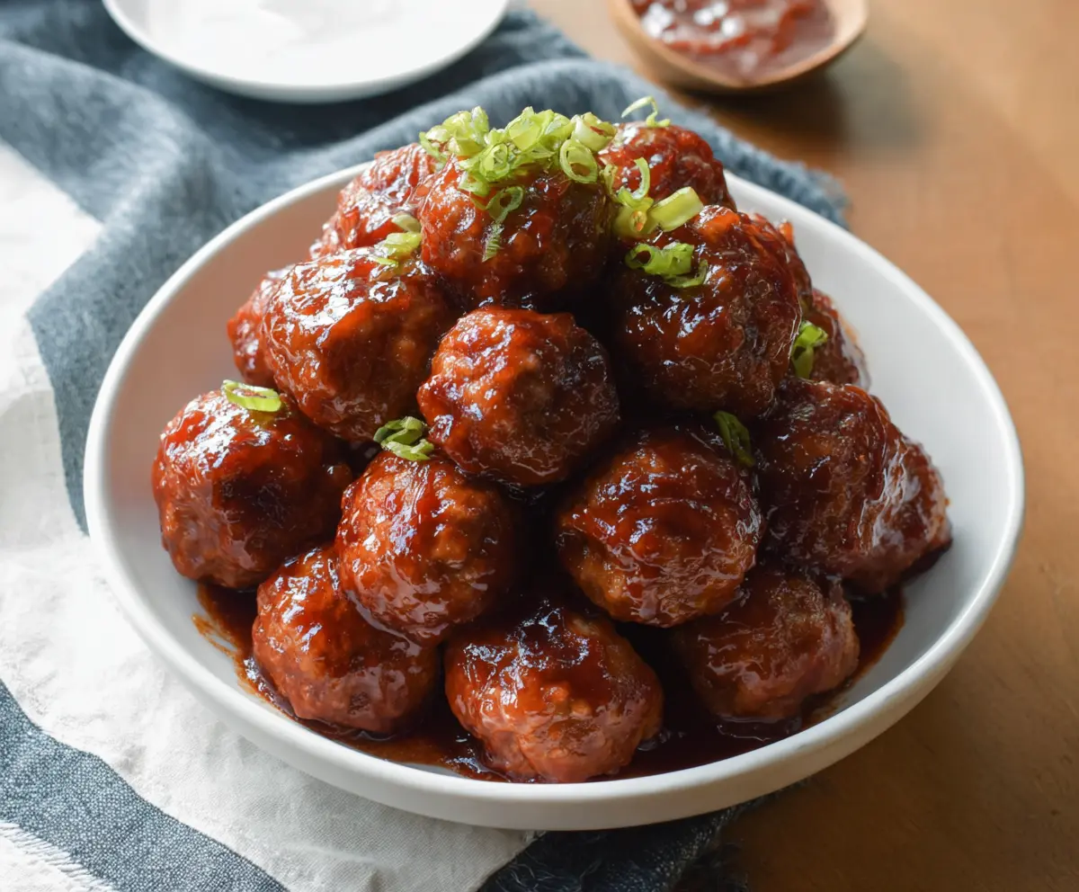 Delicious Crock Pot BBQ Meatballs served on a plate, perfect for easy family dinner or party appetizer.