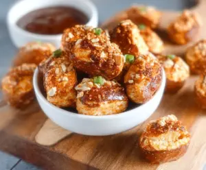 Delicious Taco Pretzel Bites with seasoned meat and cheese served as a savory snack.