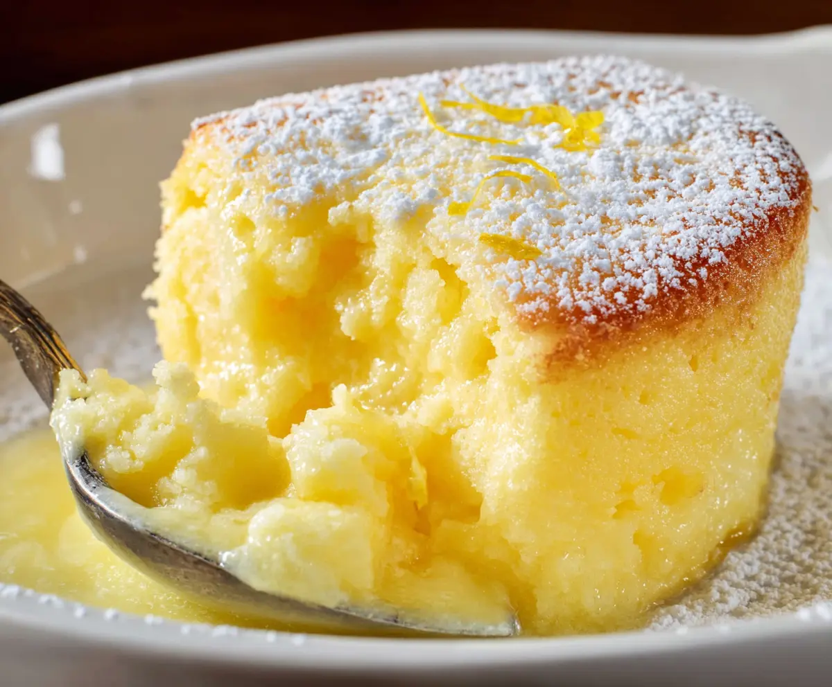 Delicious Lemon Pudding Cake with a zesty lemon glaze and fluffy texture