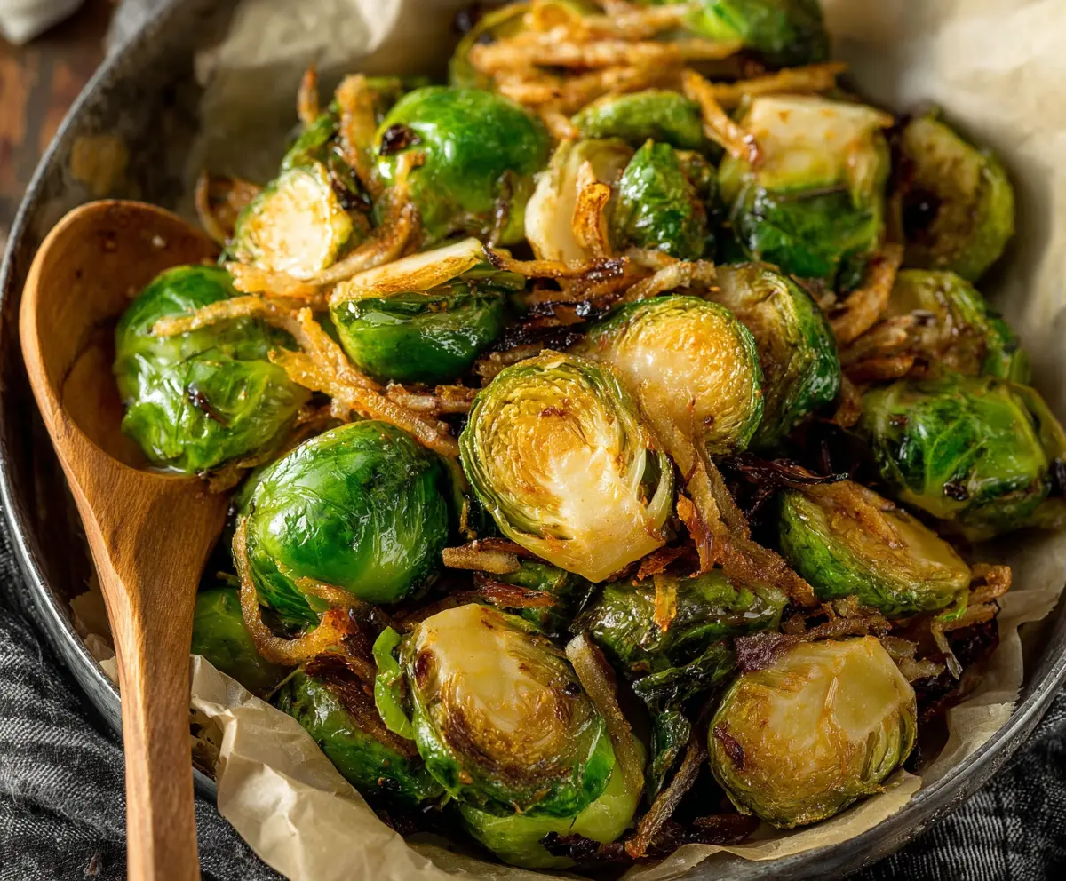Delicious roasted Brussels sprouts served at Red Lobster with a hint of seasoning.