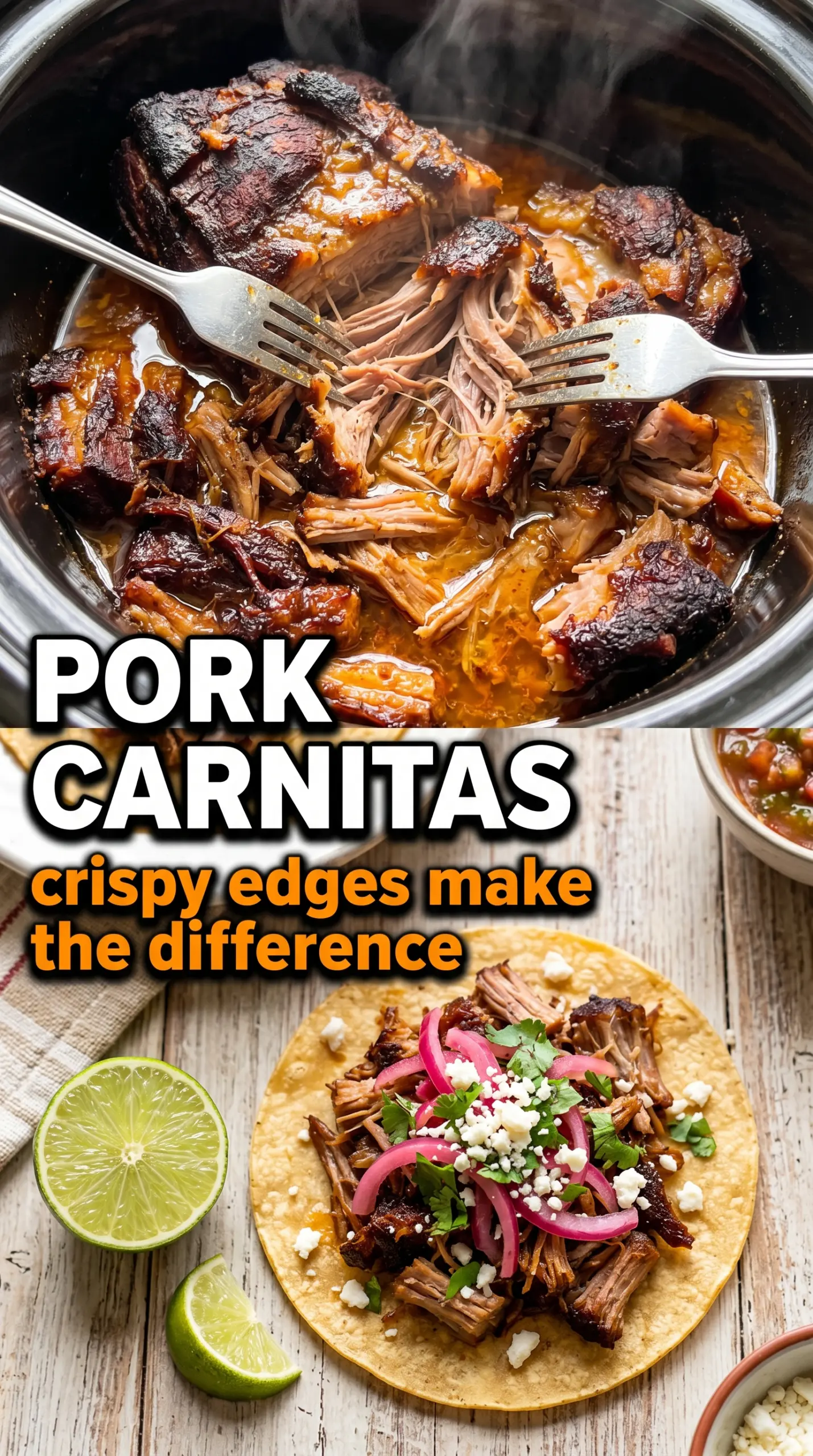 Slow Cooker Pork Carnitas tender crispy citrus-spiced