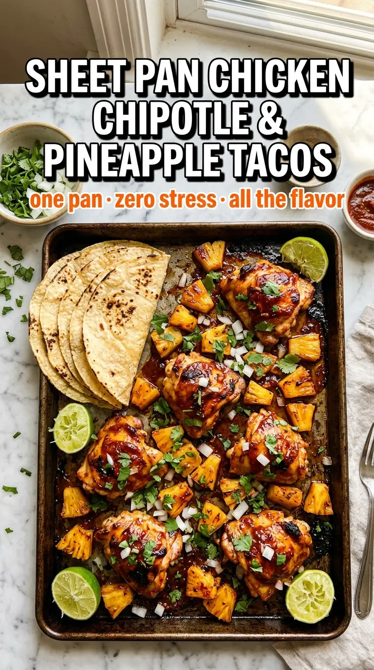 Sheet Pan Chicken Chipotle Pineapple Tacos caramelized smoky sweet