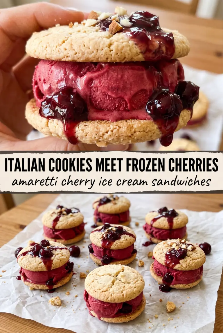 Amaretti Cherry Ice Cream Sandwiches