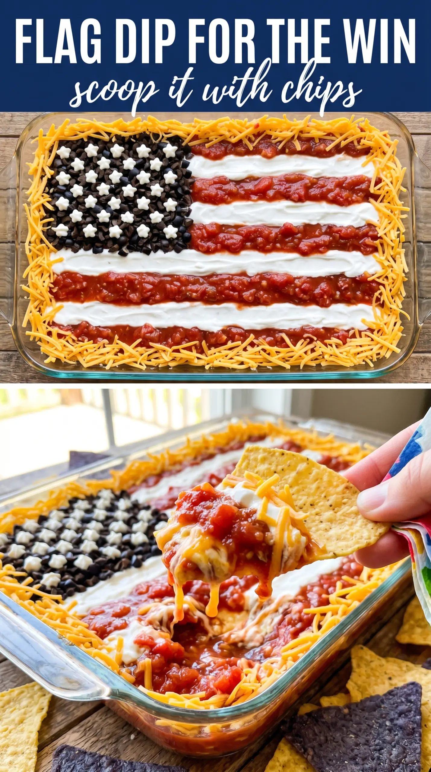 American flag taco dip layered patriotic colorful