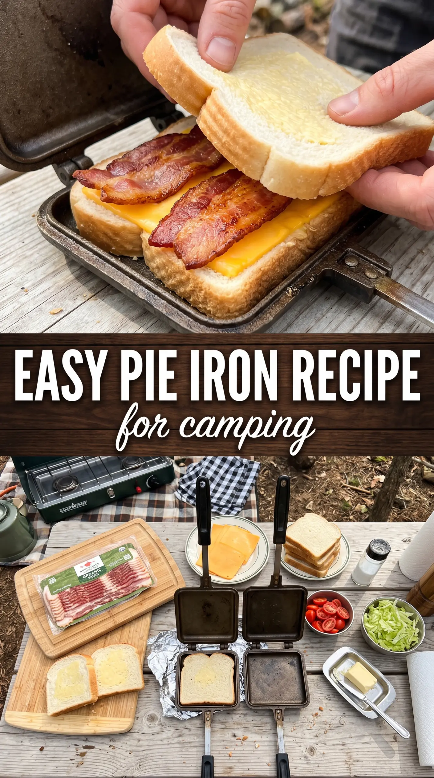 Bacon Pie Irons crispy bacon egg cheese