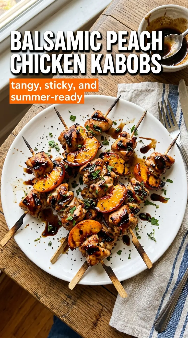 Balsamic Peach Chicken Kabobs grilled sticky caramelized
