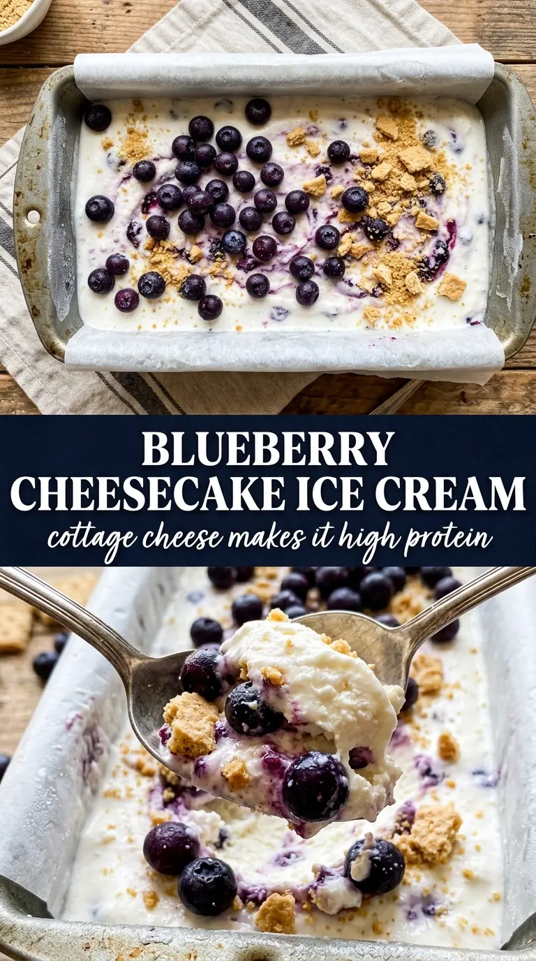 Blueberry Cheesecake Cottage Cheese Ice Cream creamy purple swirls