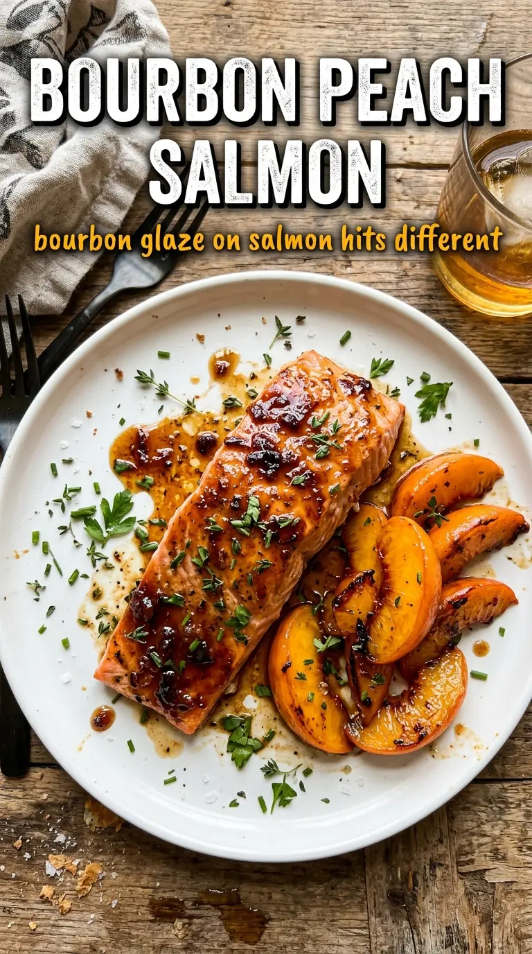 Bourbon Peach Salmon glossy caramelized peach glaze