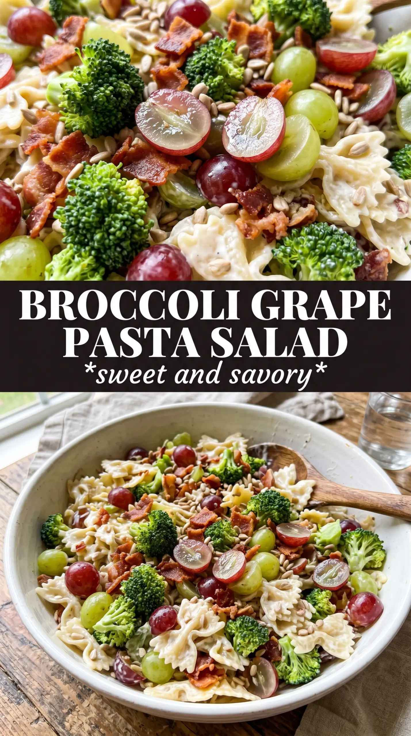 Broccoli, Grape, and Pasta Salad creamy colorful