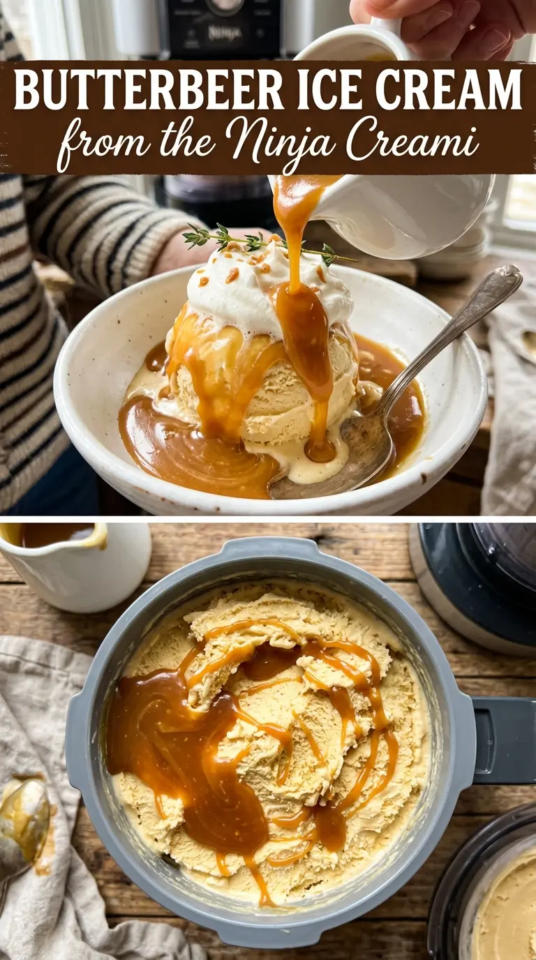 Butterbeer ice cream in the Ninja Creami creamy butterscotch