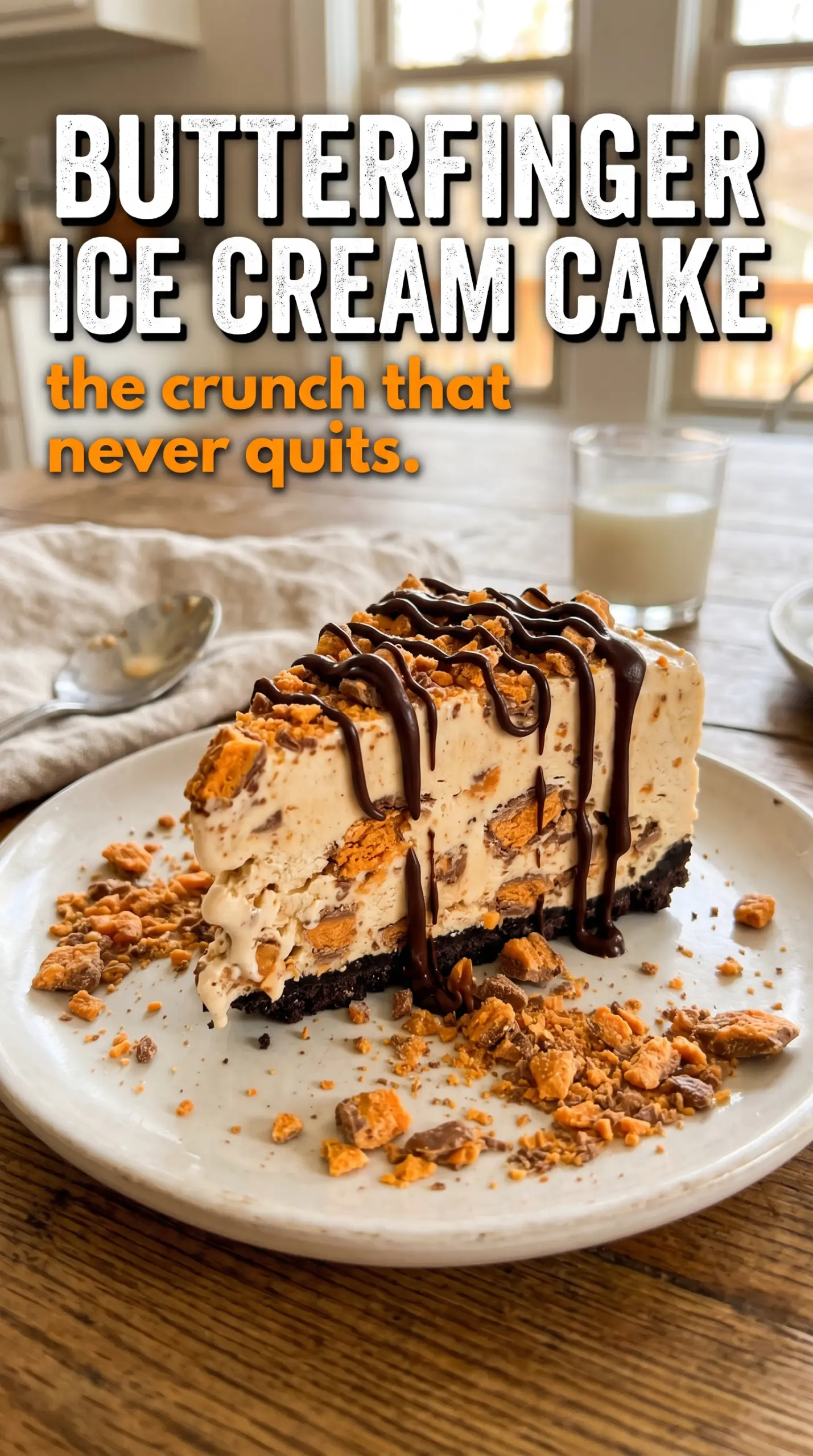 Butterfinger ice cream cake creamy crunchy chocolate