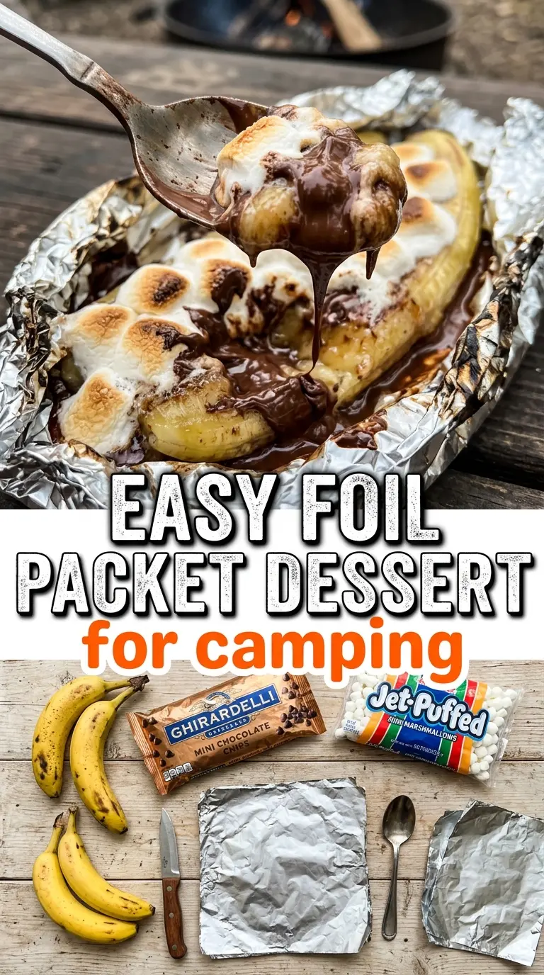 Campfire banana boats melted chocolate marshmallows