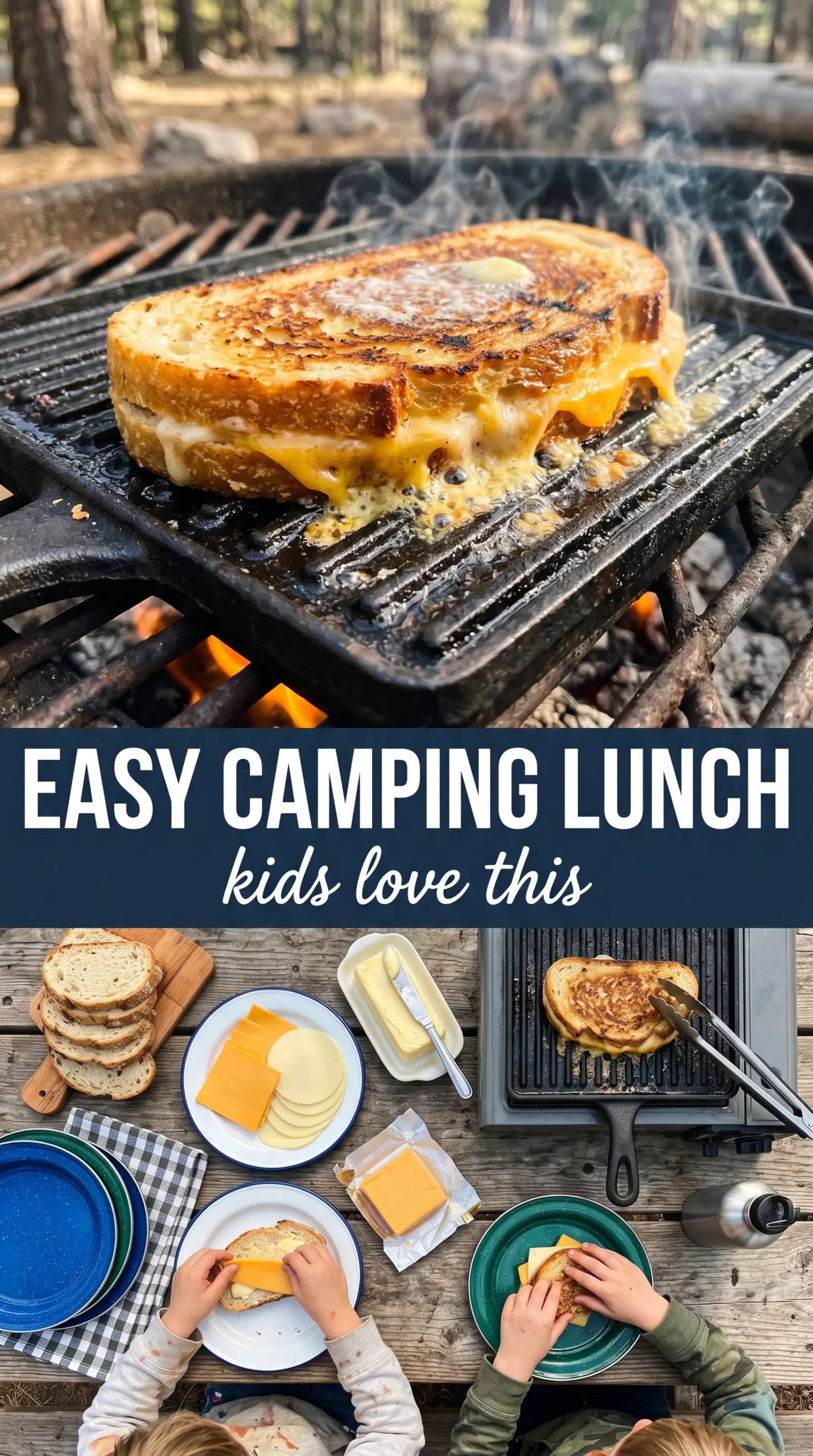 Campfire grilled cheese golden melty smoky