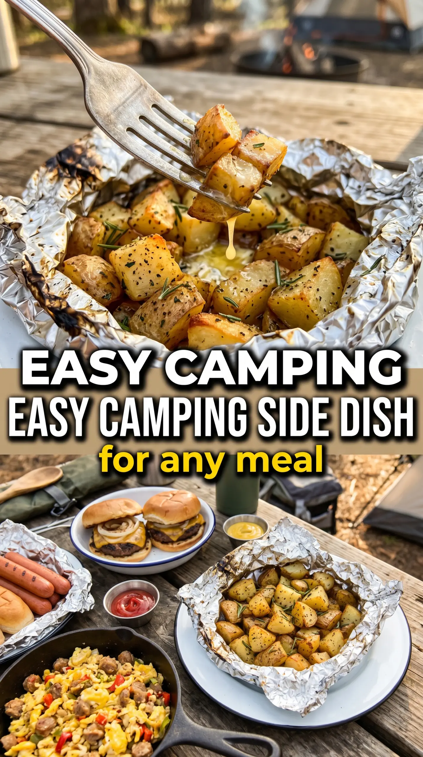 Campfire potatoes foil packet golden seasoned