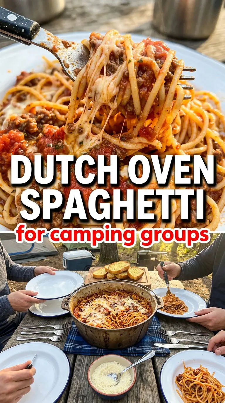 Campfire Spaghetti Bake cheesy baked spaghetti