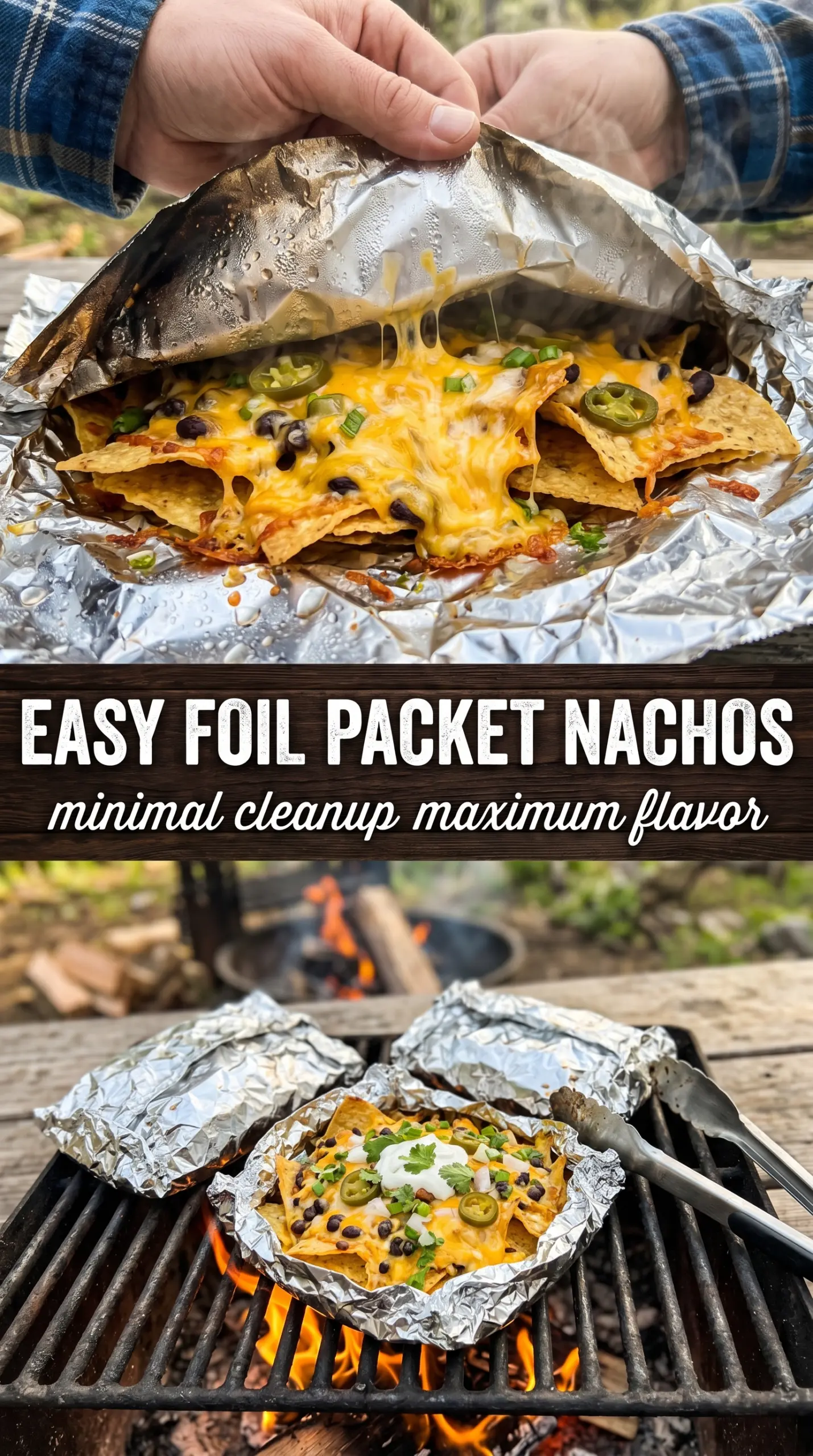 Camping Grilled Nachos campfire cheesy loaded