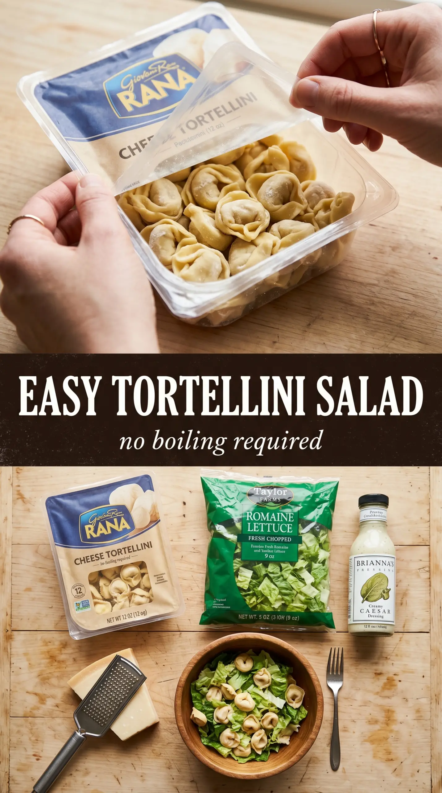 Cheese Tortellini Caesar Pasta Salad creamy tortellini romaine