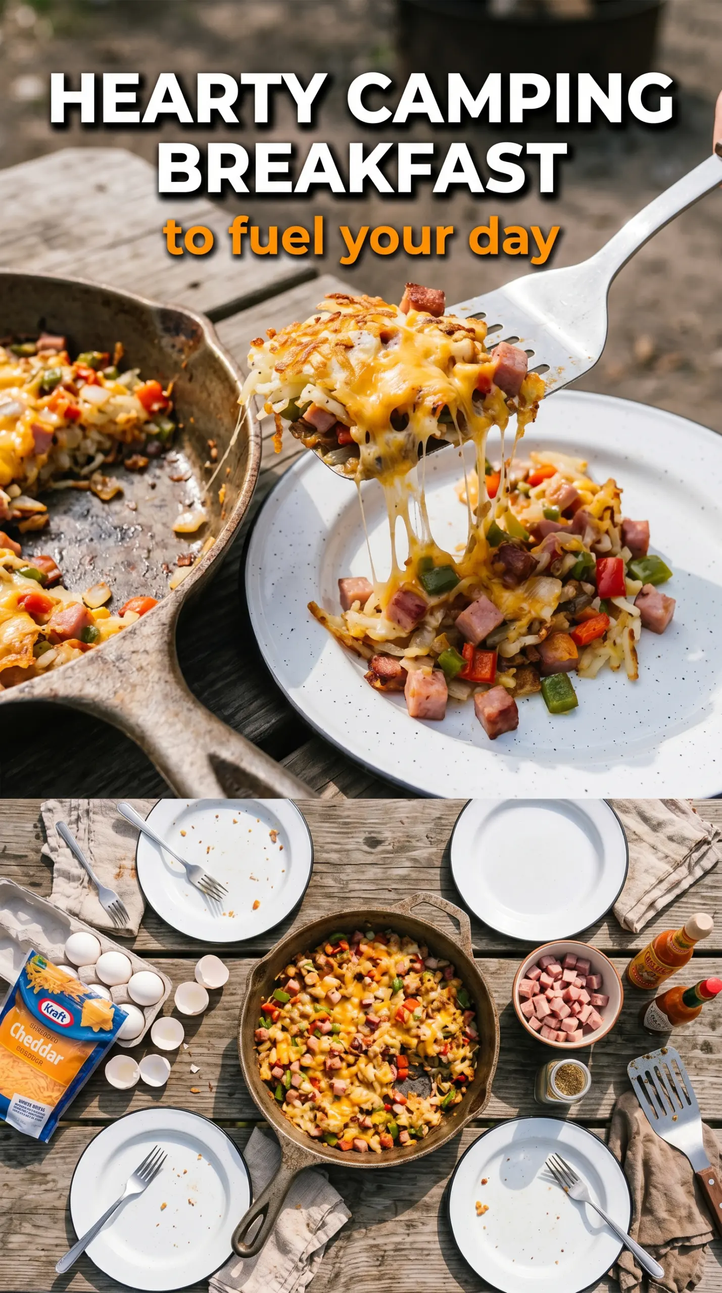 Cheesy Western Skillet with Hash Browns and Ham golden cheesy skillet