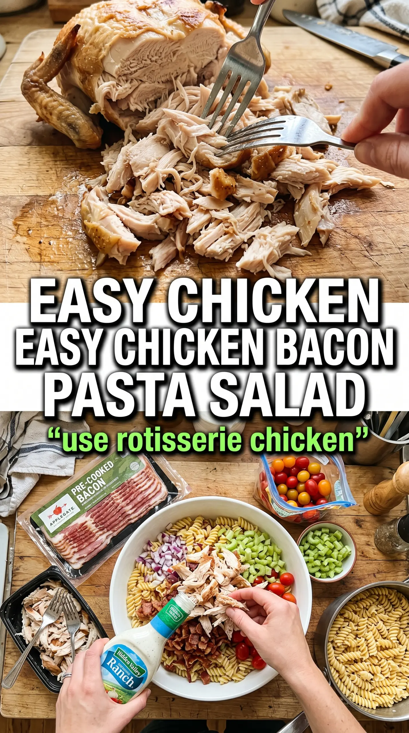 Chicken Club Pasta Salad creamy bacon lettuce