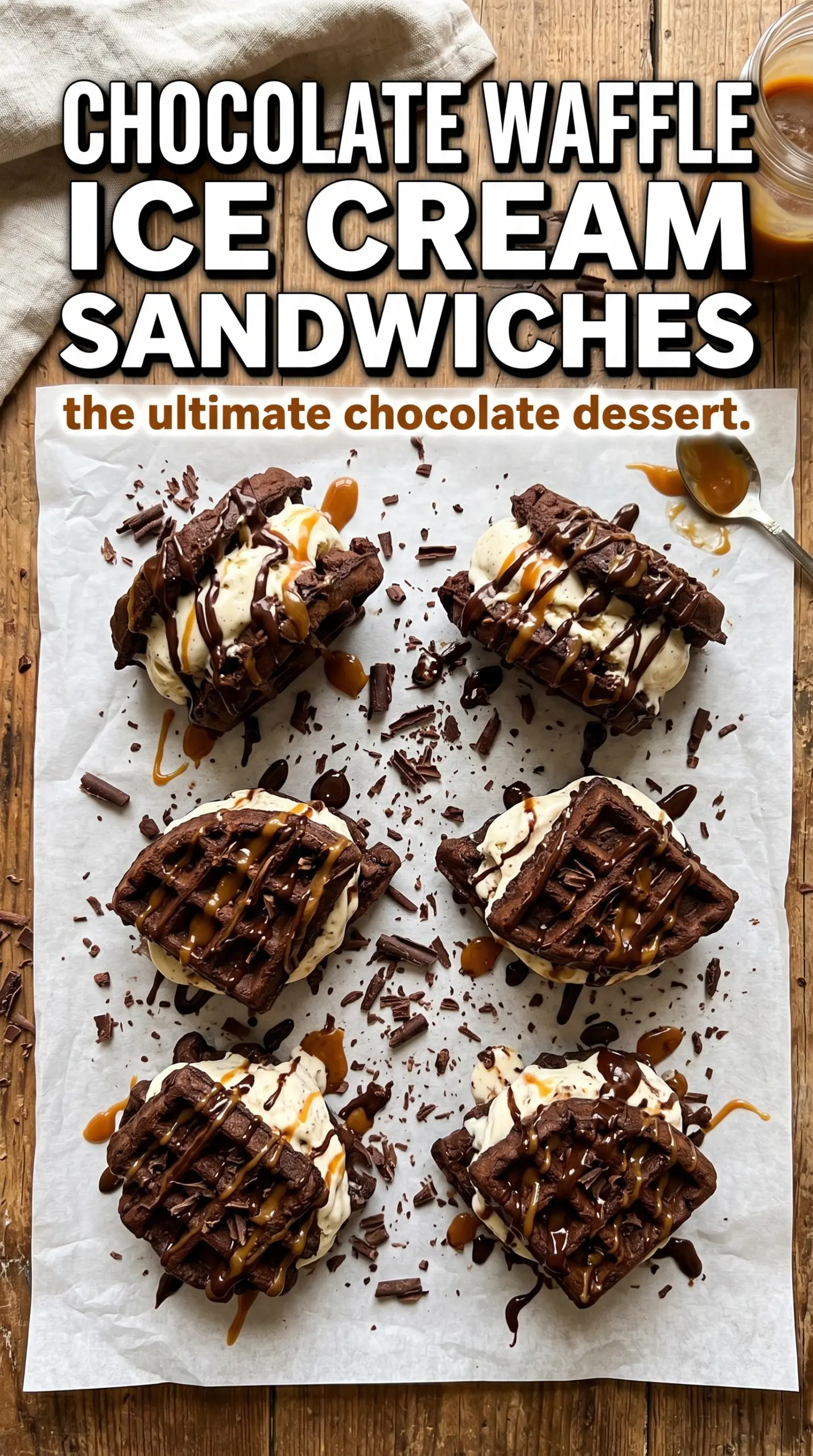 Chocolate Waffle Ice Cream Sandwiches rich chocolate creamy