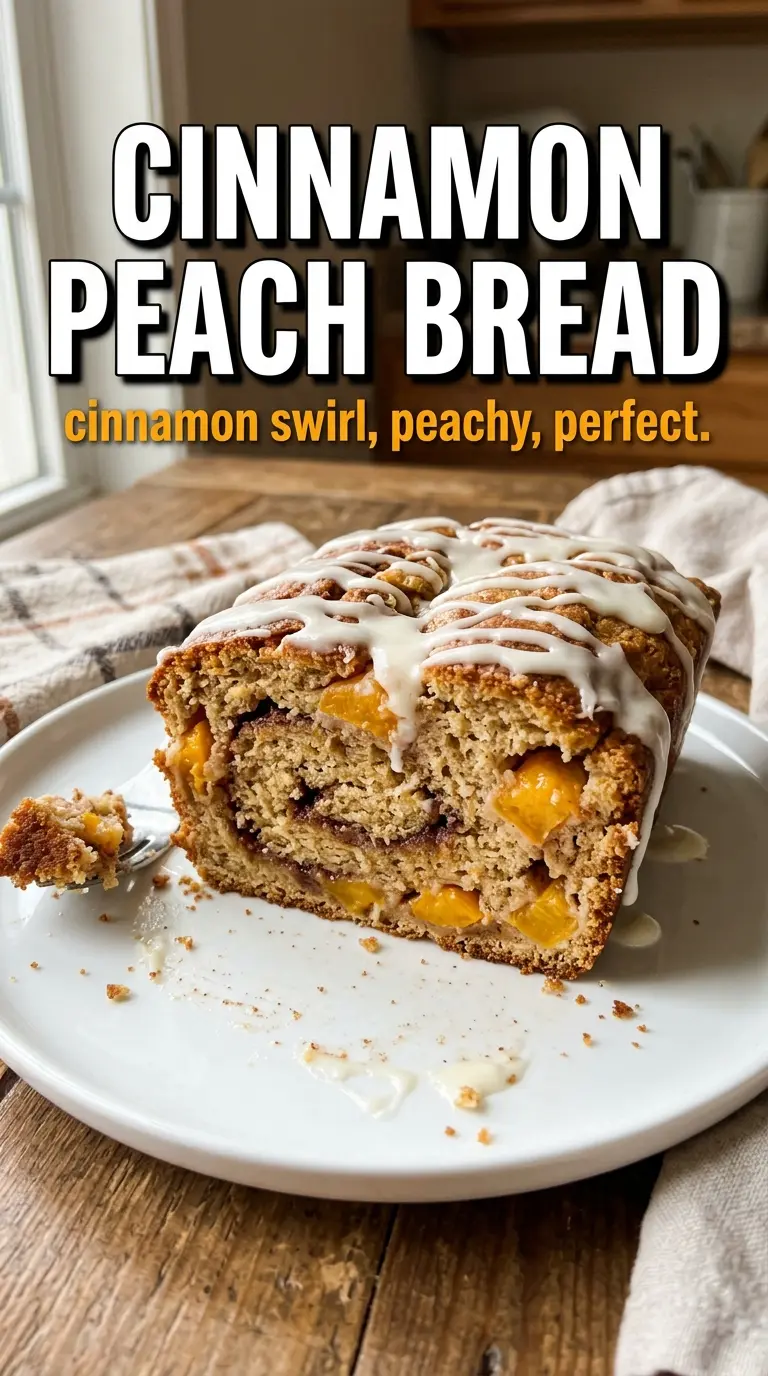 Slice of peach bread or muffin on a plate