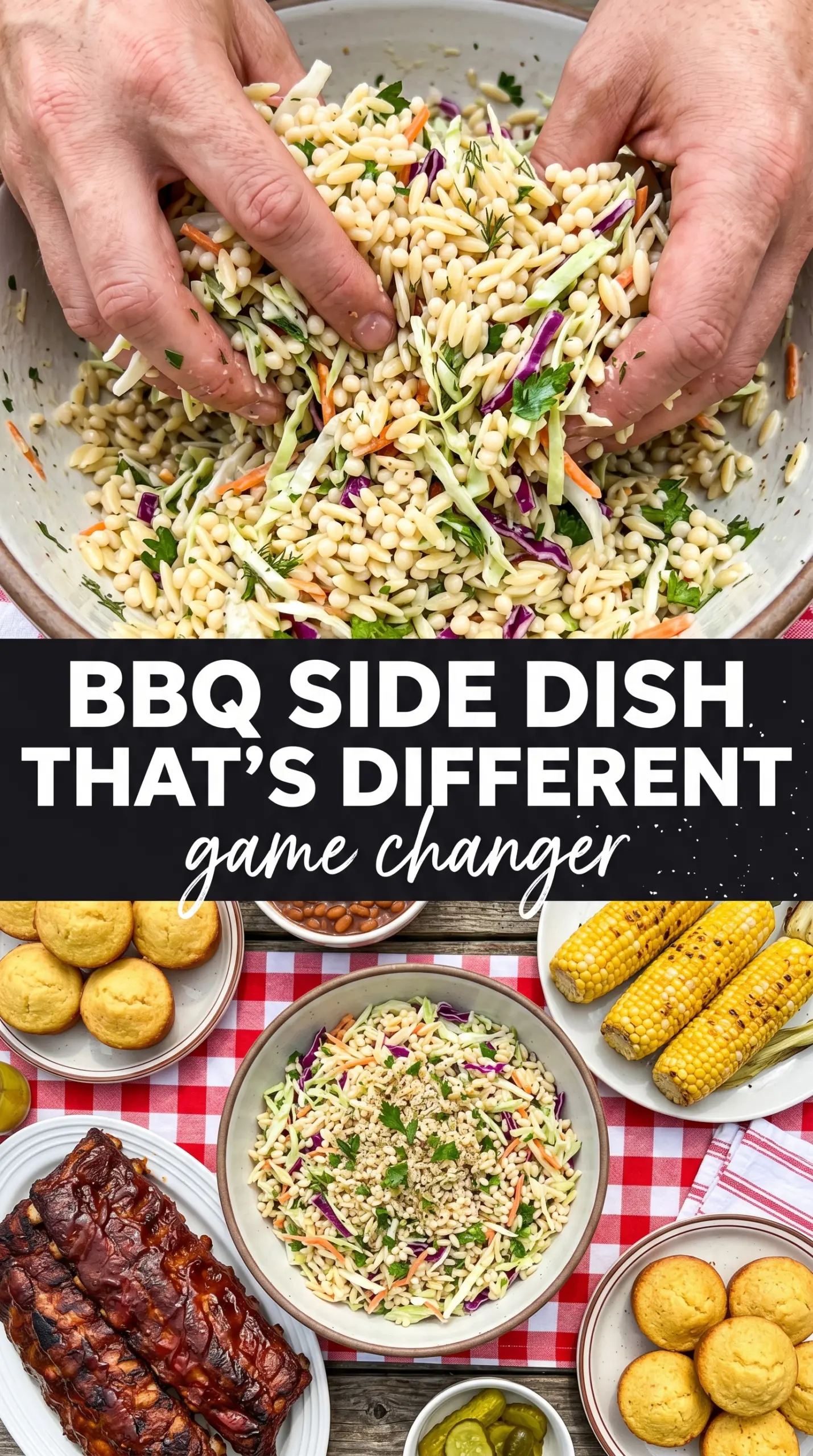Coleslaw Orzo Salad creamy tangy