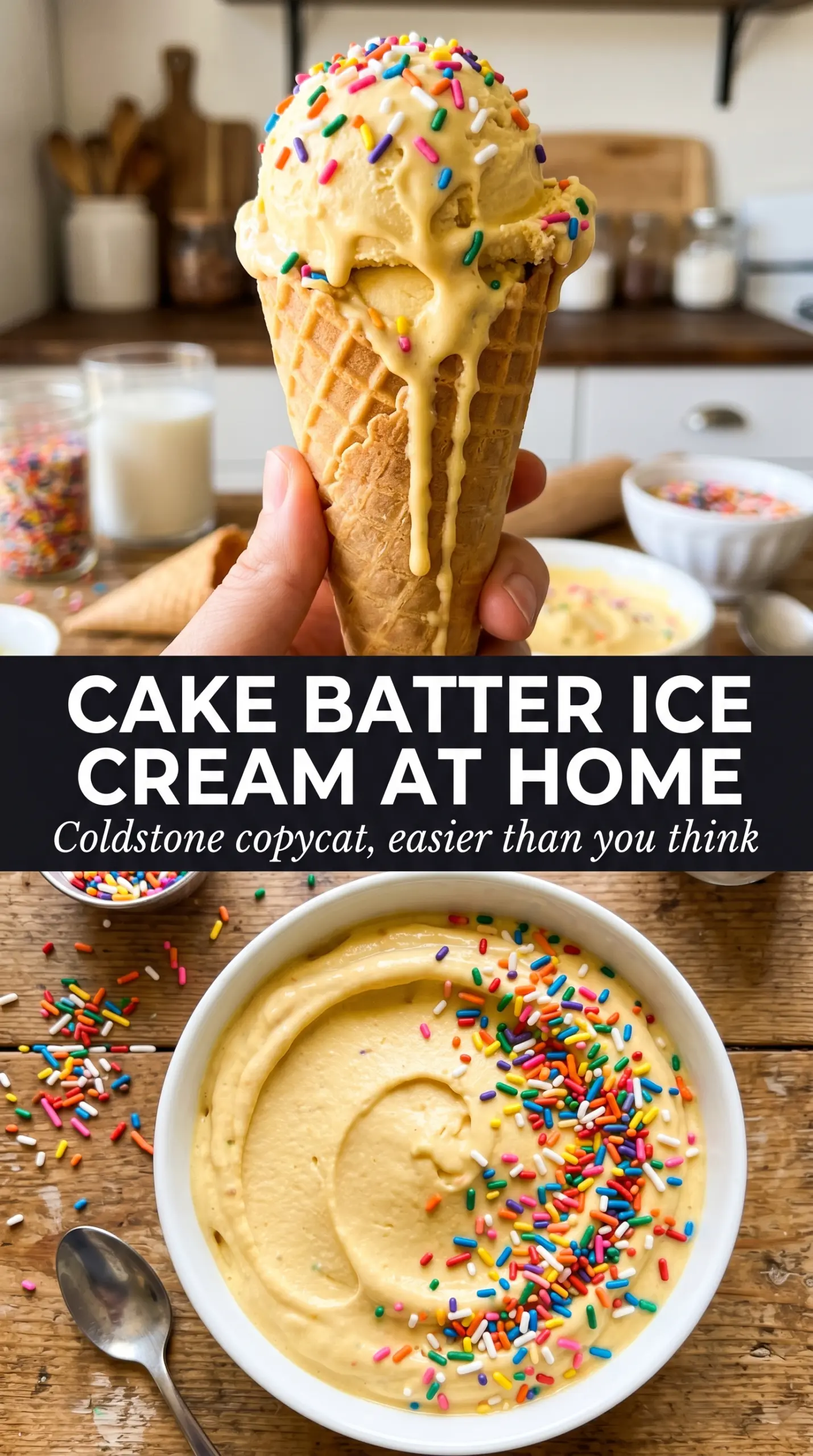 Copycat Cake Batter Ice Cream creamy sprinkles