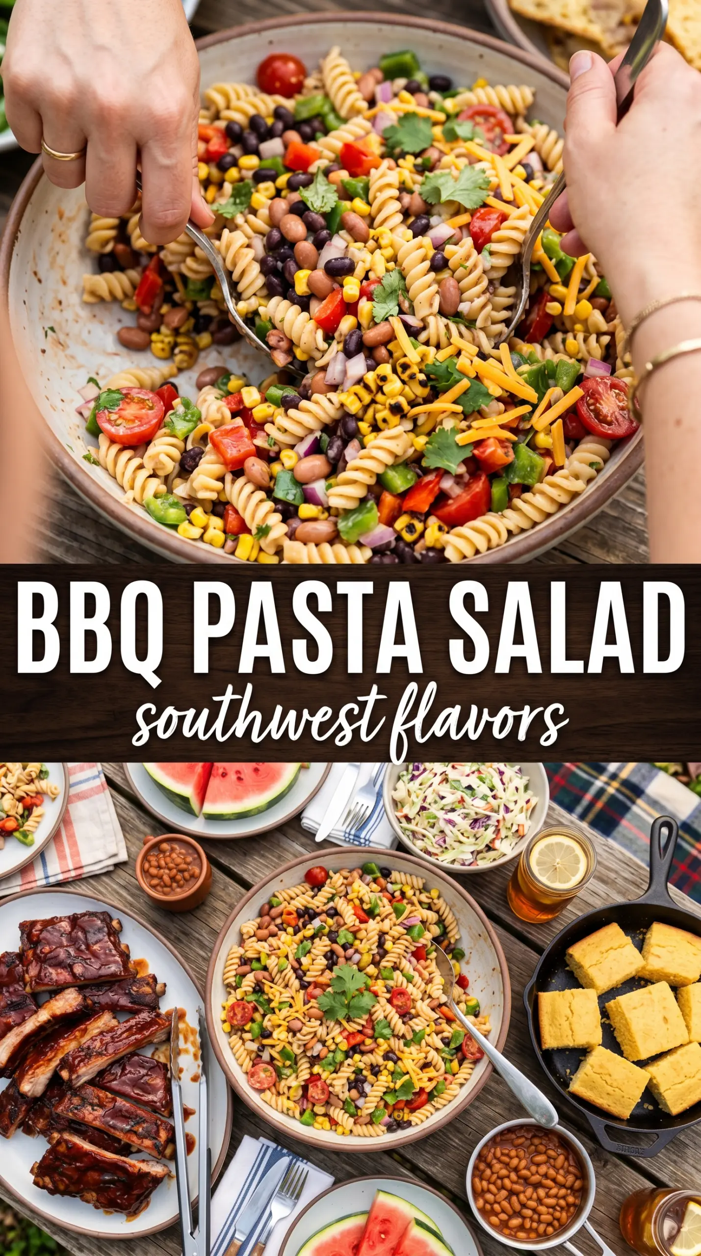 Cowboy Pasta Salad hearty crunchy BBQ ranch