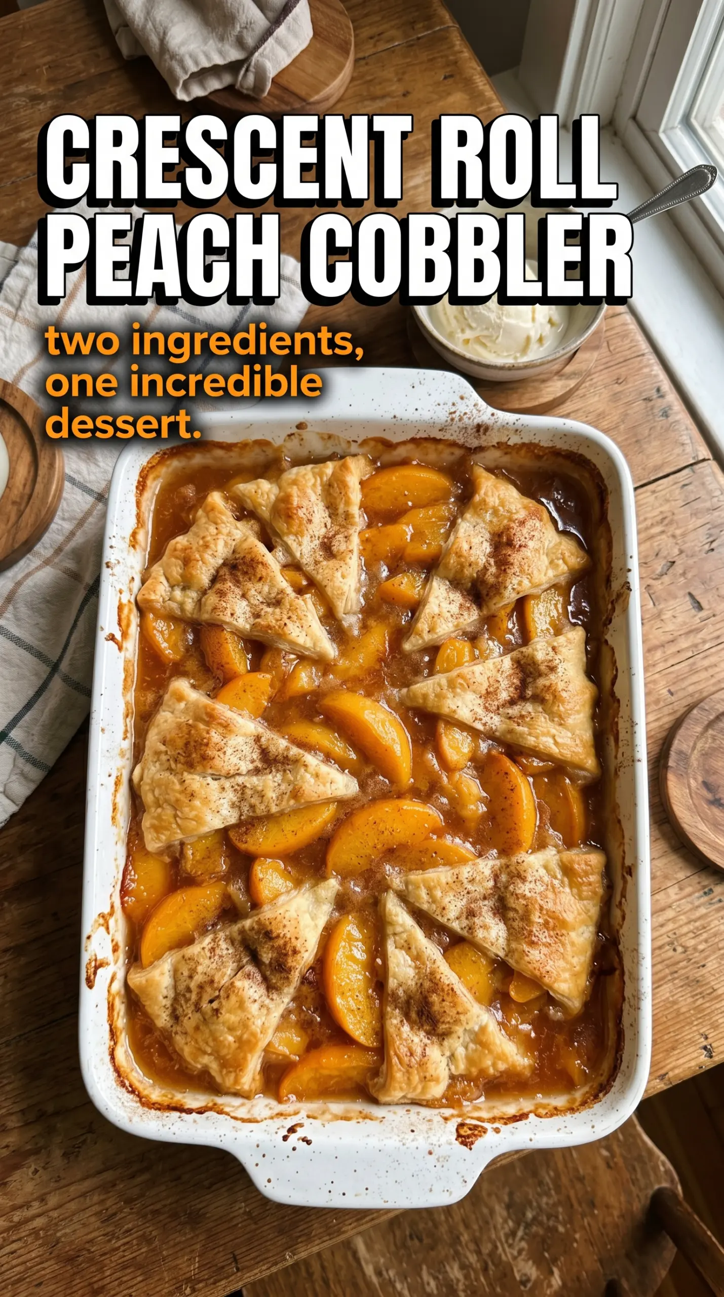 Crescent Roll Peach Cobbler flaky buttery peaches