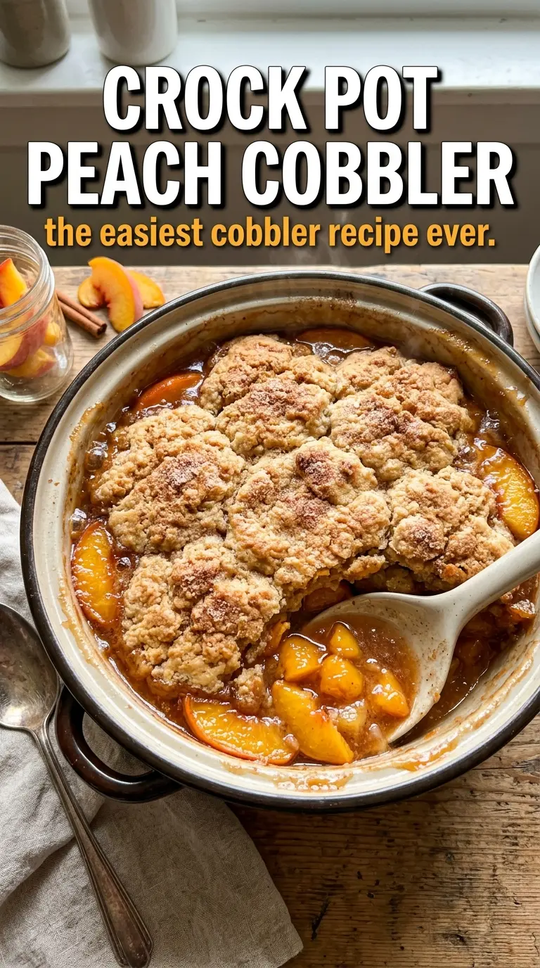Warm peach cobbler with biscuit or crumble topping