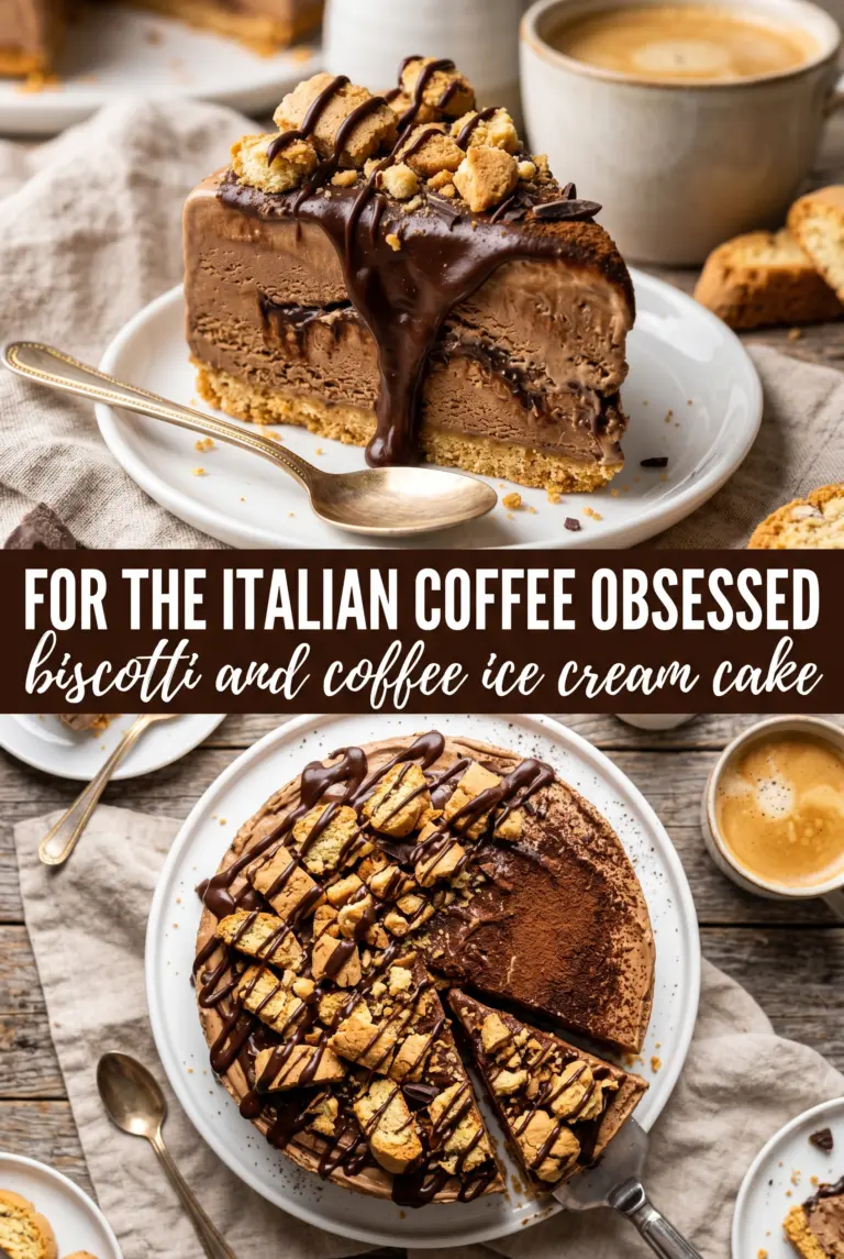 Crushed Biscotti and Coffee Ice Cream Cake