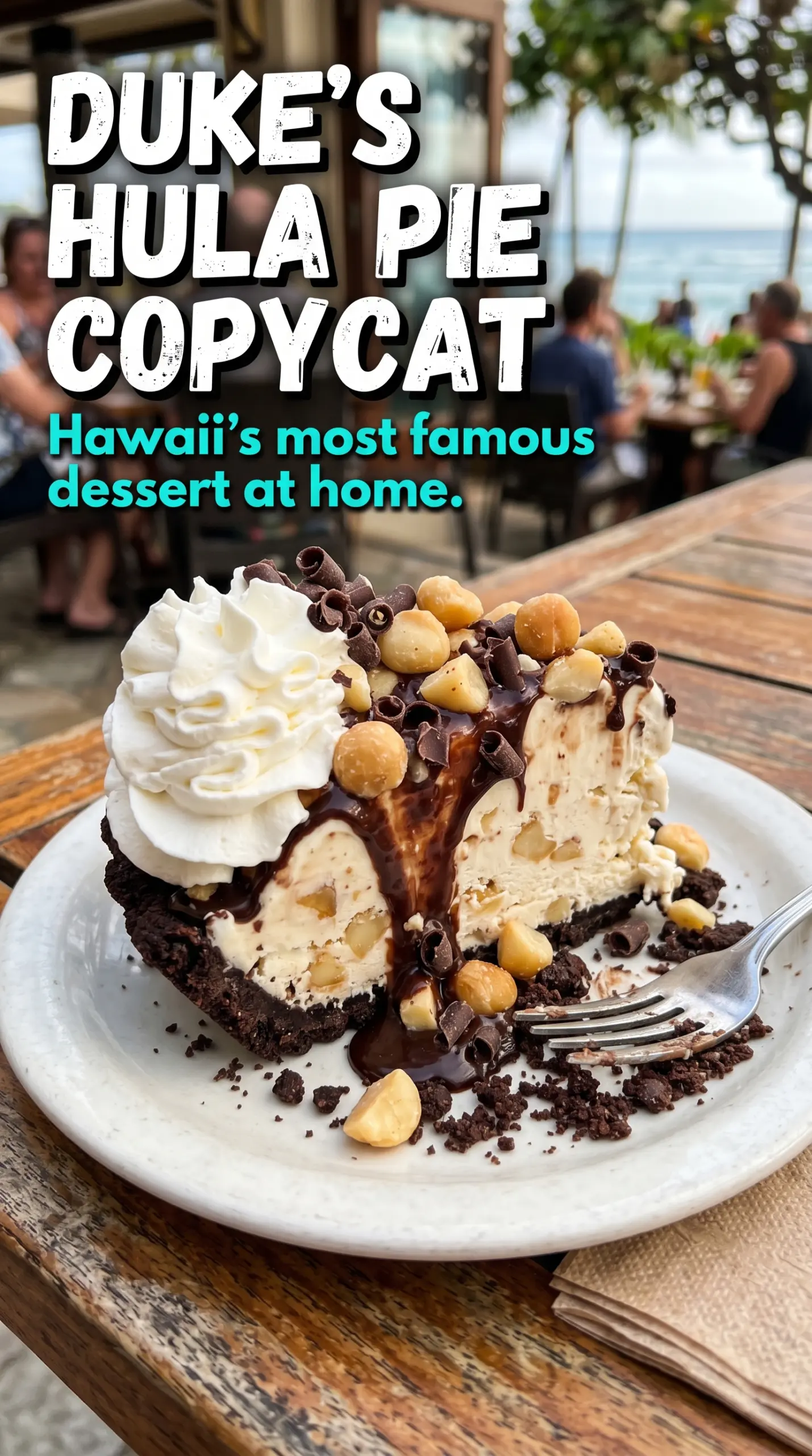 Duke's Hula Pie copycat frozen dessert, Oreo crust, macadamia crunch
