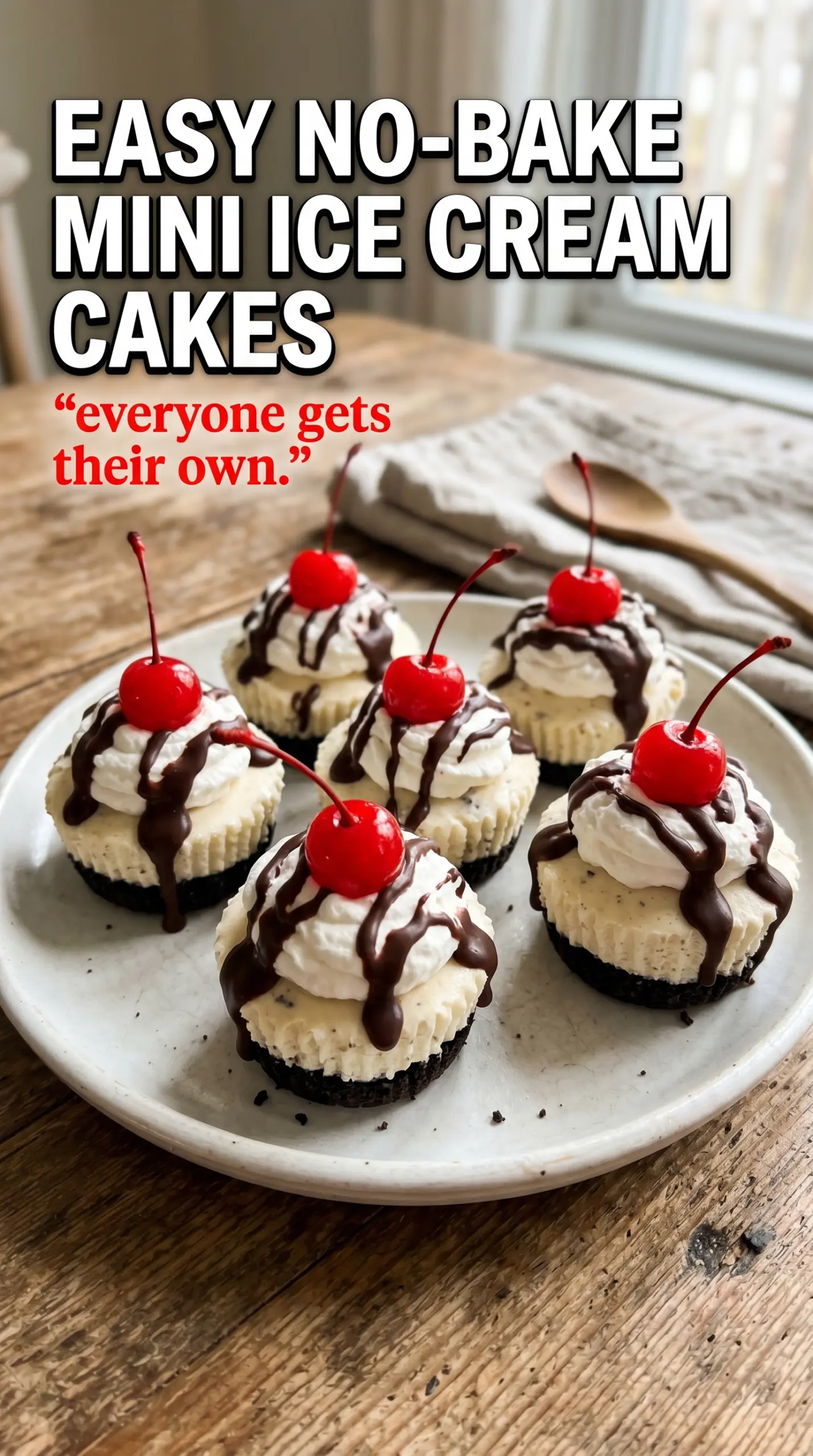 Easy No-Bake Mini Ice Cream Cakes Oreo crust creamy sprinkles