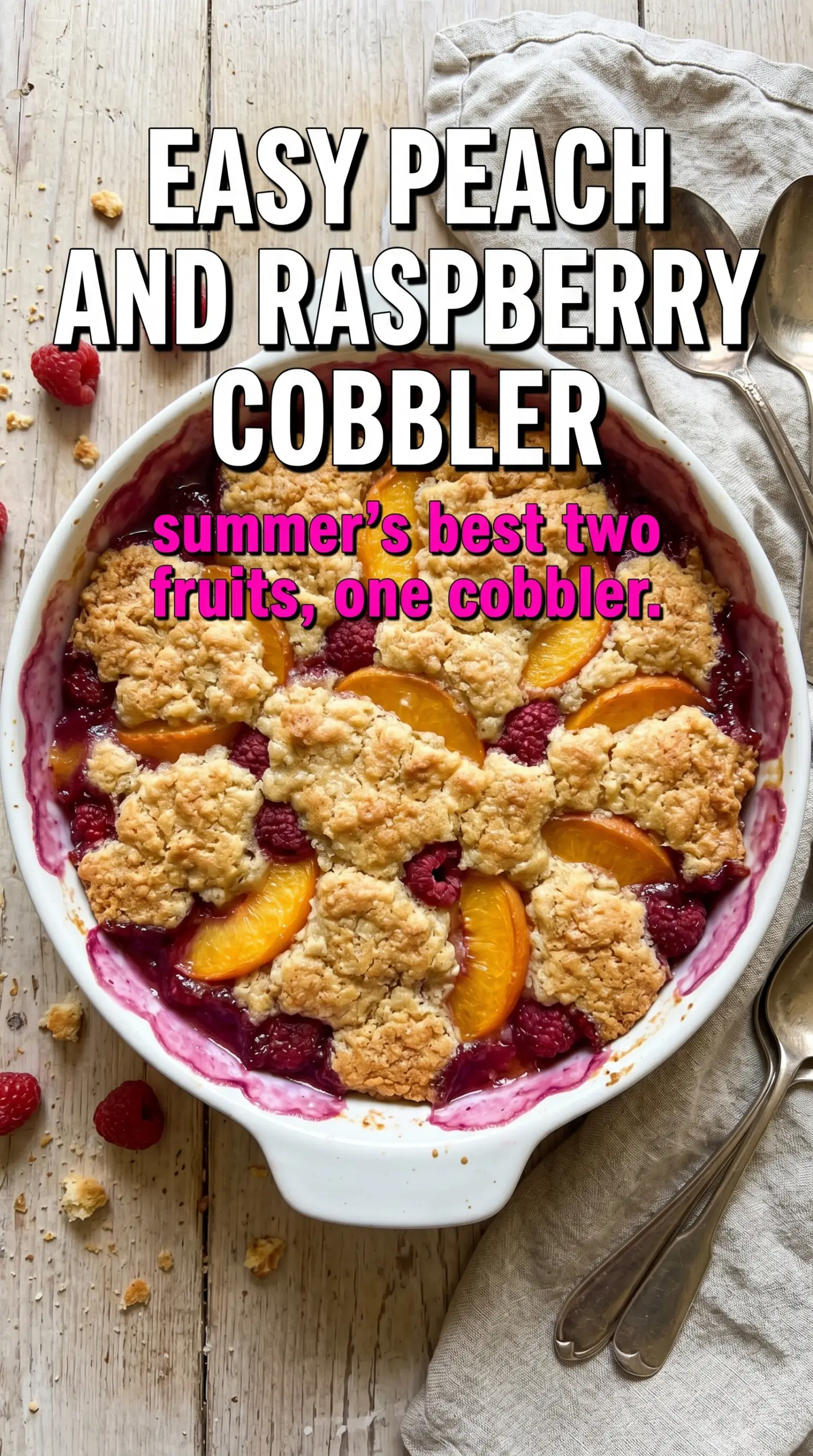 Easy Peach and Raspberry Cobbler juicy golden fruity