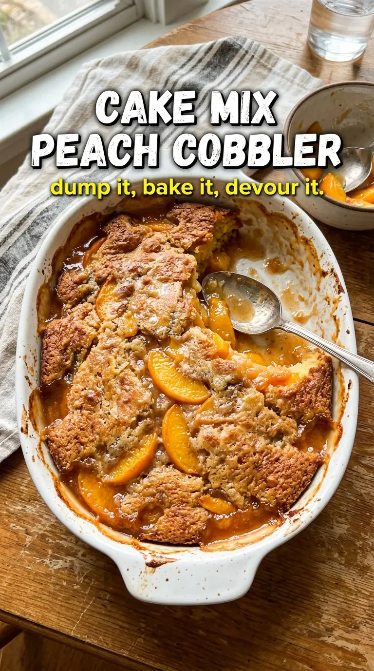 Easy Peach Cobbler with Cake Mix golden crumbly