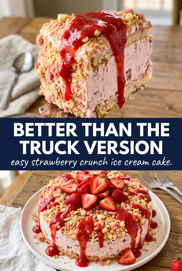 Easy Strawberry Crunch Ice Cream Cake